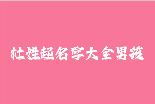 杜姓起名字大全男孩